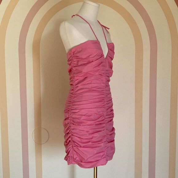 WAYF Beverly Halter Ruched Keyhole Mini Dress Size Small - Picture 5 of 13